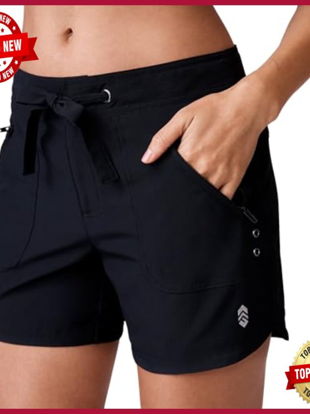 Women's 5" Swim Board Shorts High Waisted UPF 50+ with Pockets Quick Dry - Picture 3 of 7